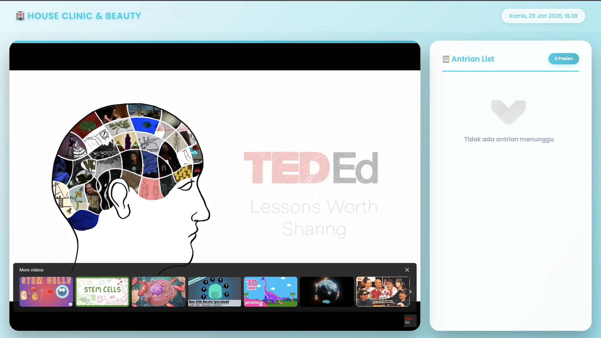 Wallboard sistem informasi klinik Portalinaja